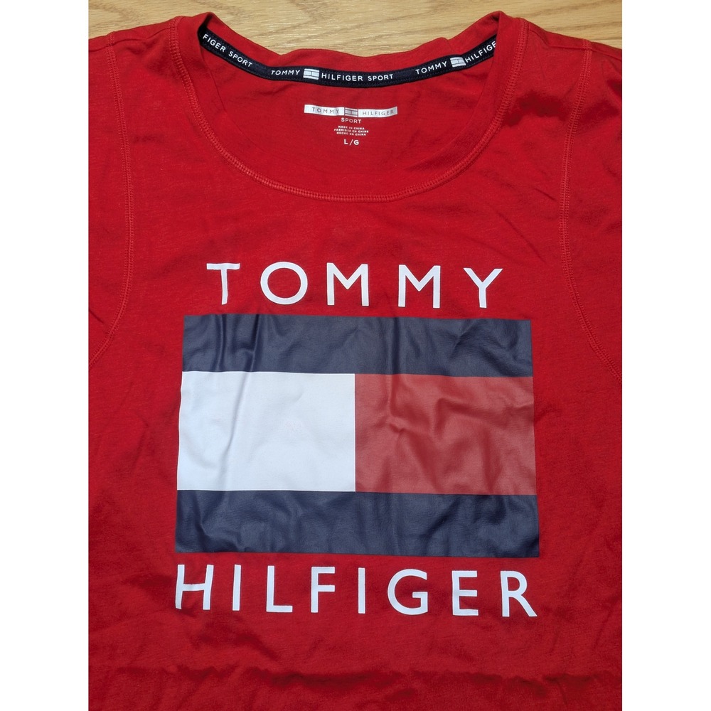 Tommy Hilfiger Womens Sport Graphic Logo T-Shirt Red Large